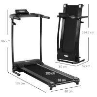 HOMCOM Tapis Roulant Elettrico Pieghevole 500W con 3 Programmi e Monitor LCD per Allenamento a Casa o in Ufficio(m-3)