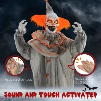 HOMCOM 6' Orange Clown Halloween Animatronic, with Glowing Eyes(m-6)