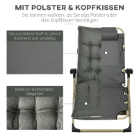 Outsunny Sonnenliege, 7-stufig verstellbar, inkl. Kopfstütze und Kissen, 68 cm x 127 cm x 109 cm, Grau + Beige(m-5)