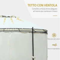 Outsunny Gazebo da Giardino Rotondo con Doppio Tettuccio, Cinghie e Tende, Ø3.5x2.8m, Bianco(m-4)