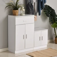 HOMCOM Ensemble de meubles d'entrée avec meuble chaussures et porte-manteaux blanc(m-7)