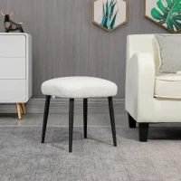HOMCOM Hocker, Sitzhocker, Kaschmir-Optik, Fußhocker, Creme-Weiß(m-7)