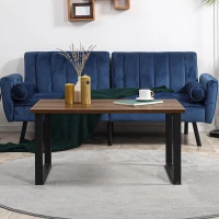 HOMCOM Table basse rectangulaire table de salon style industriel pied métal et plateau aspect bois 100 x 60 x 50 cm(m-7)
