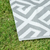 Outsunny Outdoor Rug Reversible Mat Plastic Straw Rug Portable RV Camping Mat for Garden Picnic Indoor, 152x243cm, Light Grey(m-8)