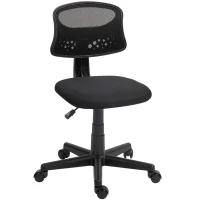 HOMCOM Silla de Oficina sin Brazos Silla de Escritorio Giratoria con Respaldo de Malla Transpirable Altura Ajustable Negro(m-11)