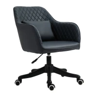 Vinsetto Sedia da Ufficio Massaggiante a 2 Punti Vibrante con Cuscino e Alimentazione USB, Poltrona Ufficio con Braccioli e Altezza Regolabile, Nero(m-10)