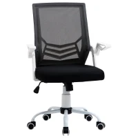 Vinsetto Sedia da Ufficio Ergonomica con Braccioli e Supporto Lombare, Poltrona Ufficio Girevole e Altezza Regolabile in Tessuto Nero(m-10)