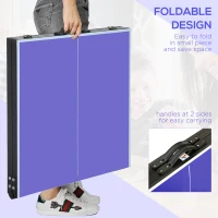 HOMCOM Folding 5ft Mini Compact Table Tennis Top Ping Pong Table Set Professional Net Games Sports Training Play Blue(m-5)