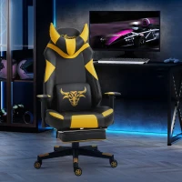 Vinsetto High-Back Gaming Chair Swivel Home Office Computer Racing Gamer Desk Chair Faux Leather with Footrest, Wheels, Black Yellow(m-10)
