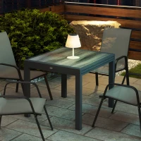 Outsunny Extending Garden Table, Outdoor Dining Table for 6, Aluminium Frame Rectangular Patio Table with Plastic Board Tabletop,80/160L x 80W x 75H cm, Grey(m-9)