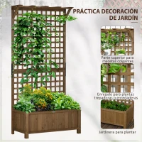 Outsunny Jardinera con Celosía de Madera para Enredaderas Cultivo de Plantas para Patio Terraza 90x45x183 cm Marrón(m-4)