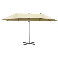 Outsunny Ombrellone Doppio in Acciaio e Poliestere Anti-UV Impermeabile Crema 440x270x250cm(m-10)
