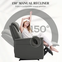 HOMCOM Recliner Armchair with Thick Padded Spring Cushion, Microfibre Manual Reclining Chair with Adjustable Leg Rest, Side Pockets for Living Room, Bedroom, Light Grey(m-4)