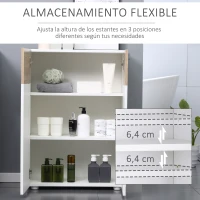 kleankin Armario de Suelo para Baño con 2 Puertas y Estantes Interiores Ajustables Mueble Auxiliar de Madera Multiusos para Salón Cocina Comedor 60x30x85 cm Blanco(m-5)