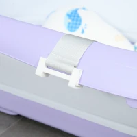 ZONEKIZ Vaschetta Bagnetto Pieghevole Bambini 0-6 Anni con Cuscino e 2 Ripiani, 83x48x23.5 cm, Viola e Bianco(m-9)