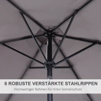 Outsunny Knickschirm Sonnenschirm Gartenschirm Marktschirm mit Handkurbel Alu 180/㎡ Polyester Dunkelgrau ∅2,6 x 2,35 m(m-7)