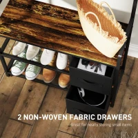 HOMCOM Industrial-Style Multi-Use Hallway Tree - Brown/Black(m-5)