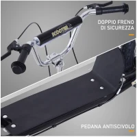 HOMCOM Monopattino per Bambini da 5 Anni con Ruote Grandi da 16" e Altezza Regolabile, Freni e Cavalletto, Nero(m-6)