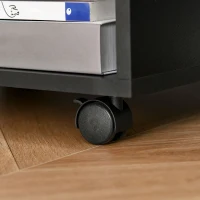 HOMCOM Druckerständer Druckertisch Bürowagen Rollwagen mit Schrank+Regale Spanlatte Schwarz 60 x 50 x 65,5 cm(m-8)