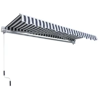 Outsunny Markise Gelenkarmmarkise Sonnenschutz mit Handkurbel 3,5 x 2,5 m Grau+Weiß Alu Polyester(m-10)