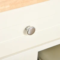 HOMCOM Carrito de Cocina Multifuncional con Ruedas 2 Puertas Correderas 2 Cajones y Barra de Colgar 110x49,5x89,5 cm Crema(m-9)