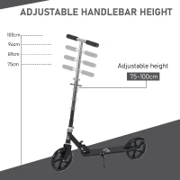 HOMCOM Kids Scooter Teenager Kick Scooter Foldable 4 Levels Adjustable Height with Rear Fender Brake for 7-14 Years(m-7)