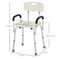 HOMCOM Sedile da doccia con schienale e braccioli Sedile da vasca, sedia regolabile in altezza(m-3)