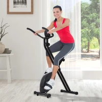 HOMCOM Bicicleta Estática Plegable Bicicleta Magnética Xbike con Resistencia Ajustable Pulsómetro Pantalla LCD Sillín Cómodo Acero(m-2)