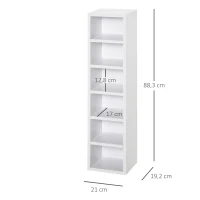 HOMCOM CD-Ständer 2er Set CD-Regal Holzregal Standregal mit 12 offenen Ablagefächern Medienrega Dekoregal Aufbewahrung Weiß 21 x 19,2 x 88,3 cm(m-3)