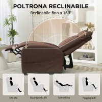 HOMCOM Poltrona Relax Reclinabile con Poggiapiedi in Tessuto Effetto Lino, 69x85x100 cm, Marrone(m-4)