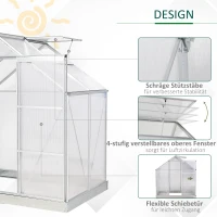 Outsunny Aluminium Gewächshaus Gartenhaus mit Fenster Tür 193 x 130 x 205 cm 2,5㎡ Pflanzenhaus inkl. Fundament Treibhaus Tomatenhaus UV-, Witterungsbeständig(m-4)
