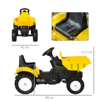 HOMCOM Kids Ride on Tractor No Power Pedal Go Kart with Manual Control Bucket for 3-6 Years Old(m-3)