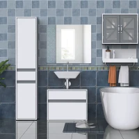 HOMCOM Mobiletto Sottolavabo e Copricolonna per il Bagno, in Legno Bianco con 2 Cassetti e Taglio a U, 67 x 36 x 52cm(m-2)