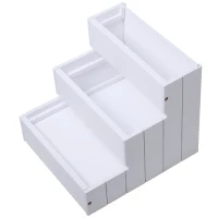 PawHut Hundetreppe 3 Stufen Katzentreppe Haustiertreppe Hundetreppe für Hunde und Katzen Tiertreppe Einstiegshilfe mit Teppich Stauraum für Sofa Bett Tannenholz Weiß 40,5 x 44,5 x 38 cm(m-10)