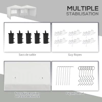 Outsunny Tente de réception Tonnelle barnum pliable 6x3m avec parois latérales Hauteur réglable avec sac de transport Roues(m-6)