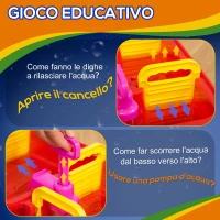 HOMCOM Playset Acquatico 78 Pezzi con Acqua e Sabbia per Bambini 3-6 Anni, 123x111x7cm, Blu e Rosso(m-5)