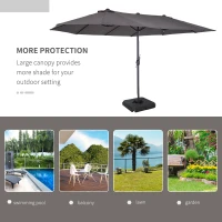 Outsunny 4.6m Garden Parasol Double-Sided Sun Umbrella Patio Market Shelter Canopy Shade with Weight Base, Grey(m-7)