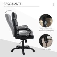 Vinsetto Silla de Oficina Giratoria Silla de Escritorio Ergonómica con Altura Ajustable Reposabrazos Respaldo Alto Acolchado de Piel Sintética 66x66x107-114 cm Negro(m-5)
