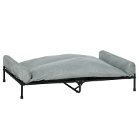 PawHut Erhöhtes Hundebett Hundeliege Haustierbett Schlafplatz Hundesofa Hundebett mit Kissen im Innen- und Außenbereich Netzstoff Schwarz+Hellgrau 120 x 80 x 30 cm(m-1)