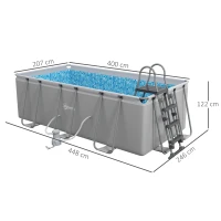 Outsunny Rectangle Steel Frame Swimming Pool with Ladder and Pump - Grey(m-3)