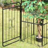 Outsunny Metal Garden Arbor Arch with Double Doors, 2 Side Planter Baskets, Climbing Vine Frame, Black(m-8)