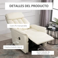 HOMCOM Sillón Levanta Personas Silla Reclinable Elevador con Reposapiés Mando a Distancia Reclinación 145° 80x94x104 cm Crema(m-4)