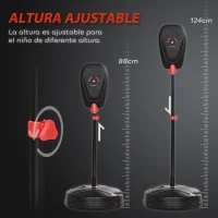 AIYAPLAY Saco de Boxeo para Niños de +5 Años con Guantes de Boxeo Altura Ajustable de 88-124 cm y Base Rellenable Negro(m-4)