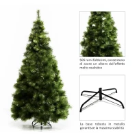 HOMCOM Albero di Natale Artificiale Foltissimo Realistico Altezza 210cm con 505 Rami Verde(m-6)