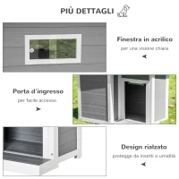 PawHut Casetta per Cani da Esterno con Porta e Terrazza, Cuccia per Cani di Taglia Media, Tetto Apribile e Finestra, Grigio(m-7)