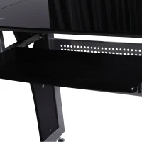 HOMCOM Mesa Esquinera PC Escritorio Ordenador Oficina Dormitorio Hogar Escuela Metal Madera Vidrio de Seguridad(m-8)