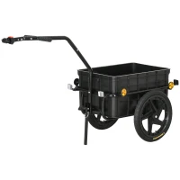 HOMCOM Remorque vélo remorque de transport pour vélo 144L x 59l x 80H cm barre d'attelage universelle acier noir gris(m-1)