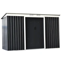 Outsunny Casetta da Giardino Porta Utensili in Lamiera di Acciaio con Porte Scorrevoli, 280x130x172cm, Grigio-Nero(m-10)