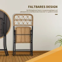 Outsunny Polyrattan Sitzgruppe für 2 Personen Bistroset Balkonmöbel Set Klappbar Natur(m-5)