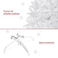 HOMCOM Árbol de Navidad Artificial 180 cm con 550 Ramas Hojas de Plástico Decoración Navideña para Interiores Blanco(m-7)